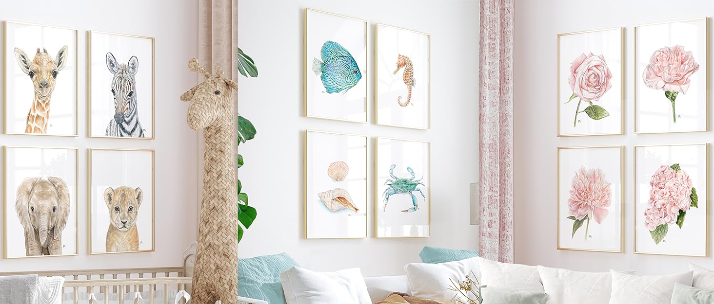 James River Studios Animal Nursery Prints Coastal Wall Art Flower Wall Decor