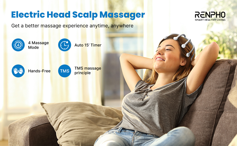 RENPHO Electric Head Scalp Massager with 10 Vibration Contacts, 4 Modes