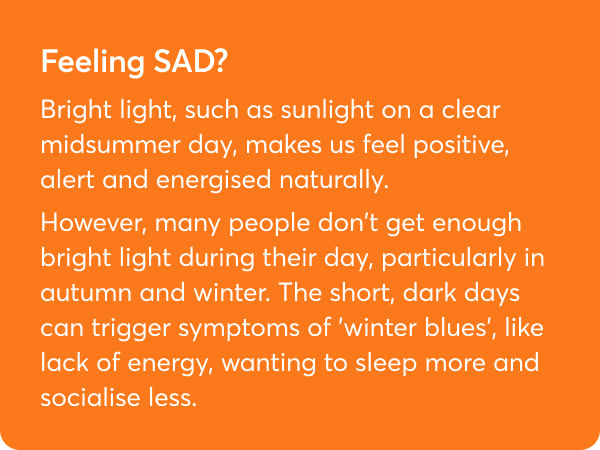 Vitamin L SAD and energy light for winter blues and seasonal depression as well as better sleep