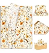 FYSUIMU 60 Sheets Fall Tissue Papers Vintage Wildflower Wrapping Paper Watercolor Floral Decorati...