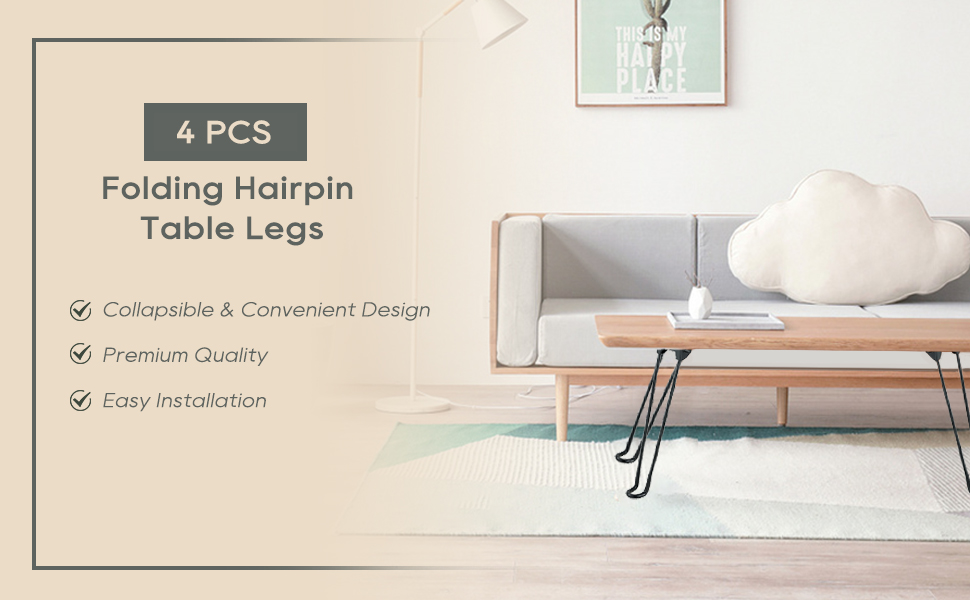 MYFULLY 4Pcs Folding Hairpin Table Legs 12.6 Inch Heavy