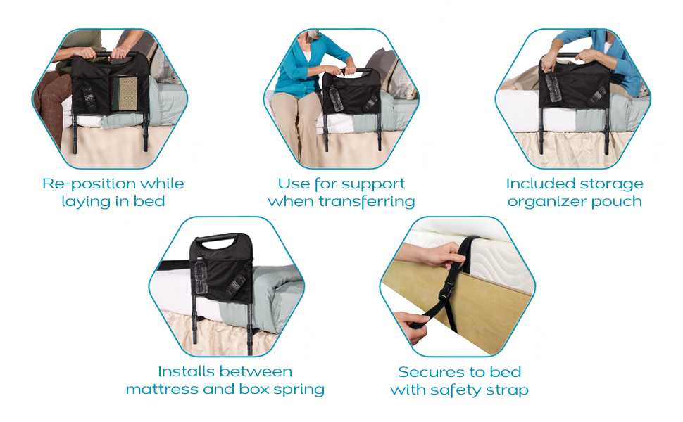 safety hand rail grab bar safety strap regular platform mattress organizer pouch therapy injury aids