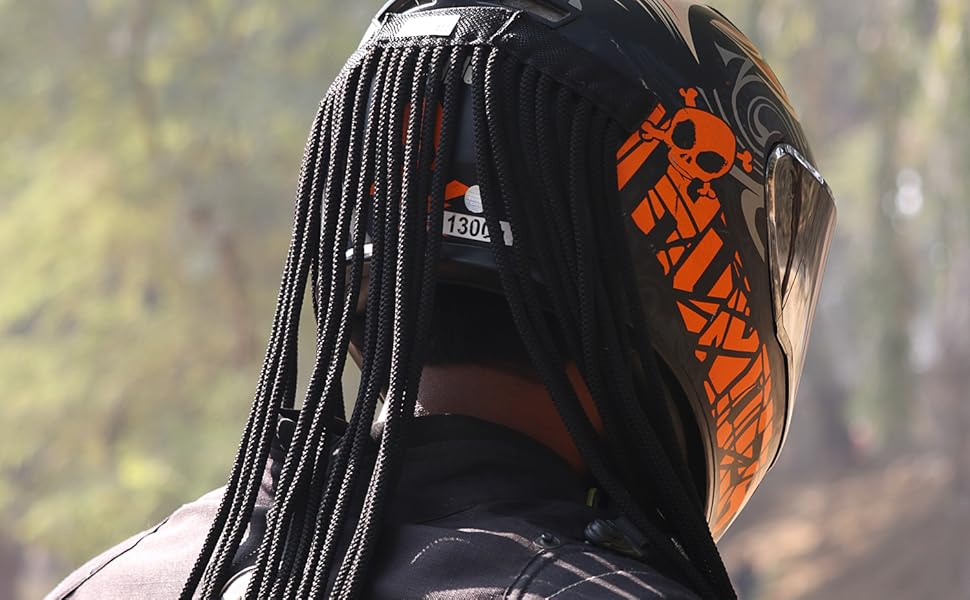 Grandbiker Polyester Universal Design Predator Dreadlocks/AddOn Hair Attachment for Rider