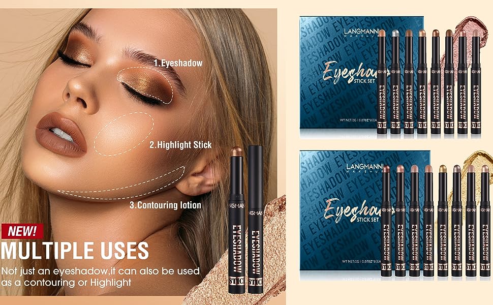 8PCS Eyeshadow Stick Soft Creamy Matte Shimmer Eye Shadow Pencil Crayon