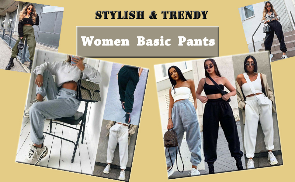 Womens Cinch Bottom Sweatpants Pockets High Waist Sporty Gym Athletic Fit Jogger Pants Lounge