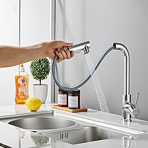 Robinet Cuisine Douchette STANEW,Mitigeur Cuisine Douchette Extractible Rotatif à 360°, Robinet Avec Douchette Extractible, 2 Modes De Pulvérisation,Chrome 11 Robinet d'aspiration