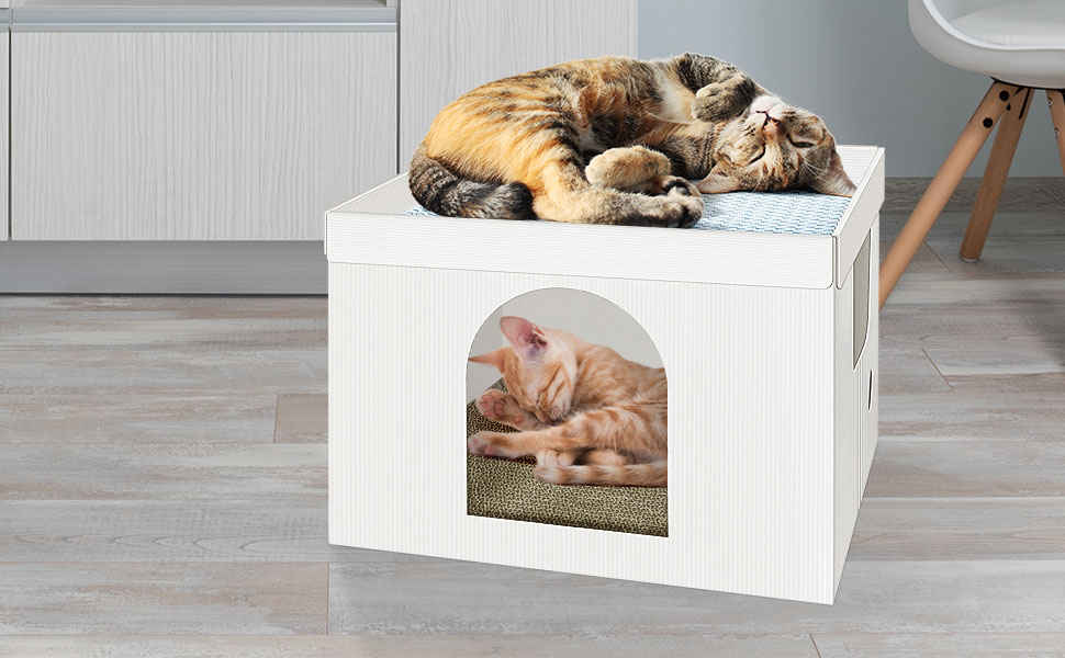 Cardboard Cat House Cat Cardboard House with Scratch Pad