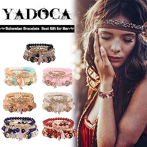7 Sets Bohemian Stackable Beaded Bracelets