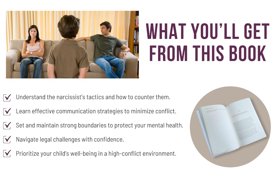 Image aof a child looking at parents sitting on the couch in a disagreement. Text shows benefits