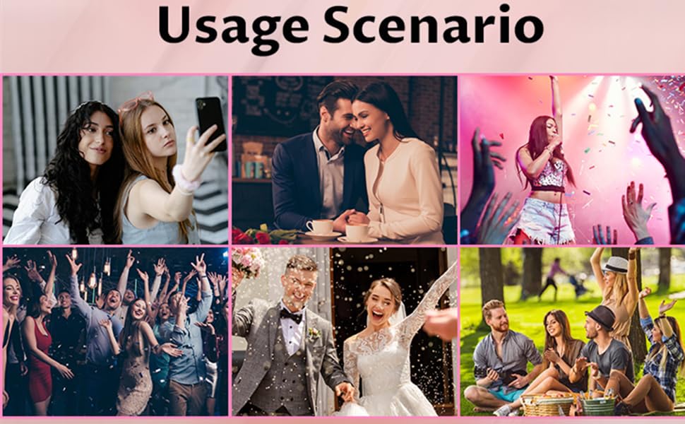 Collage of party and celebration scenes with people dancing, drinking, and socializing. Text 'Usage Scenario' visible above.