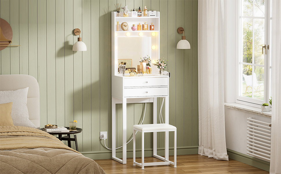 MSFE Dressing Table with Glass Top, Dressing Table with Stool Set