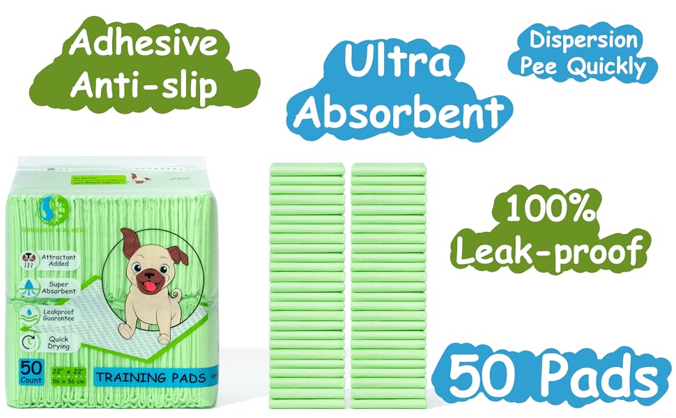 Puppy Pee Pads for Dogs with Adhesive Sticky Tabs, 22" x 22