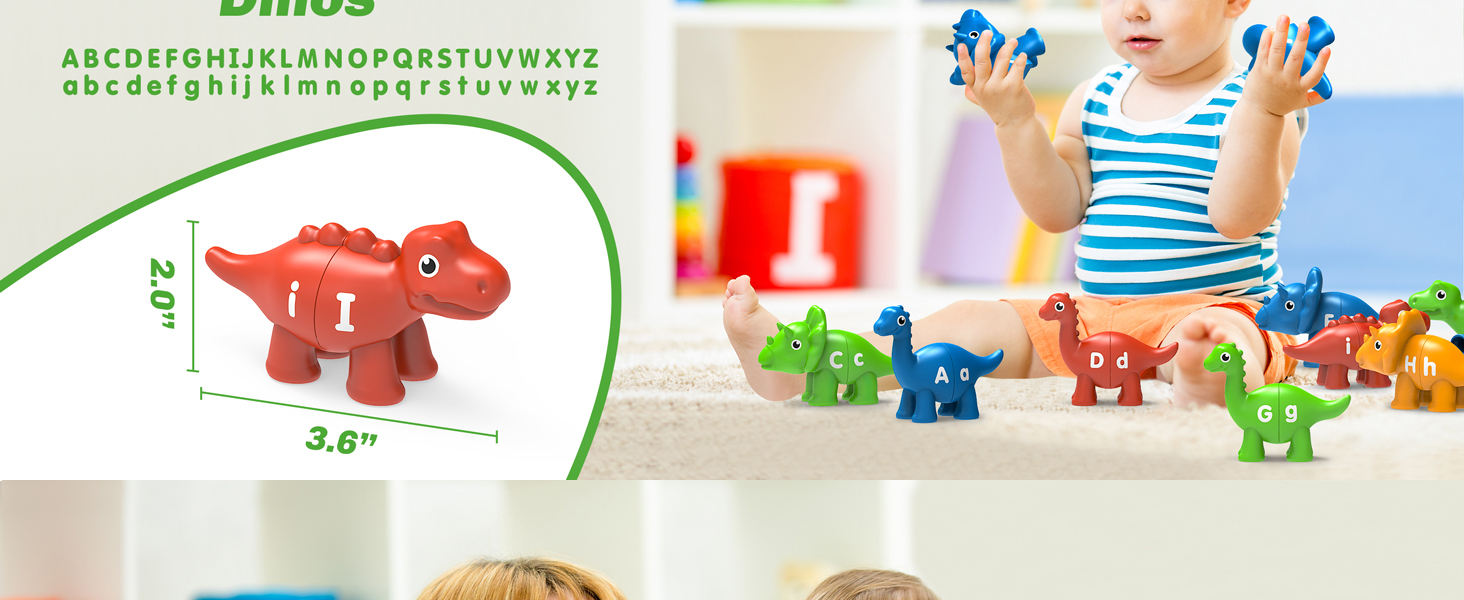 Simfunso Learning Toys for 2 3 4 Year Olds Gifts, Educational Toys for Boys & Girls, Dinosaur