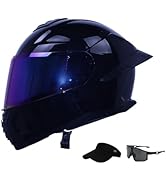 shamofeng Full Face Motorcycle Racing Street Bike Helmet with Cycling Glasses and Visor for Unise...