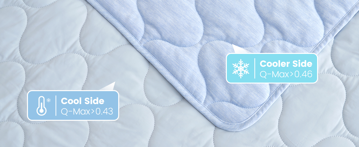 Cozy Bliss Cooling Dual-Sided Blanket for Hot Sleepers, Q-Max>0.46 Lightweight Soft Breathable All Seasons Double Side Cooling Throw for Night Sweats (Cool Blue, 80"x90")