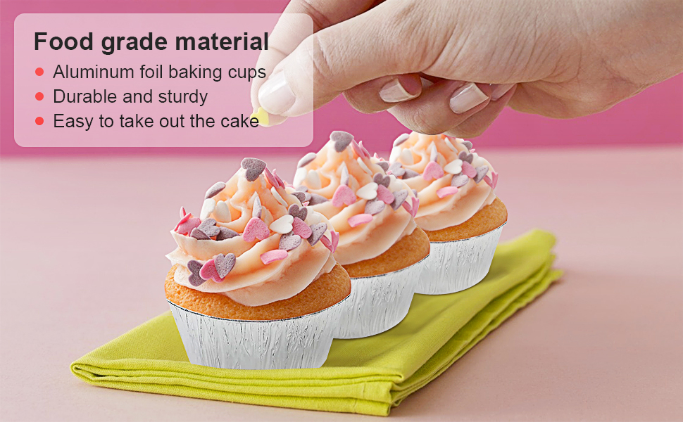 Baking Cups Cupcake Liner, 100 Pack Aluminum Foil Cupcake Pan 4 Ounce