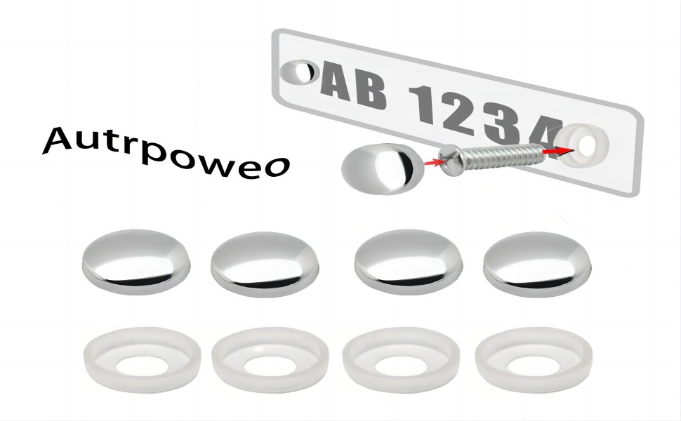 8pcs License Plate Screw Caps，License Plate Screw Kit for
