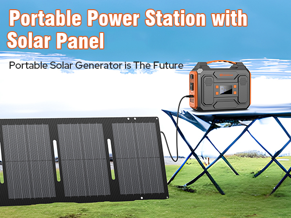 Portable Power Station with Solar Panel