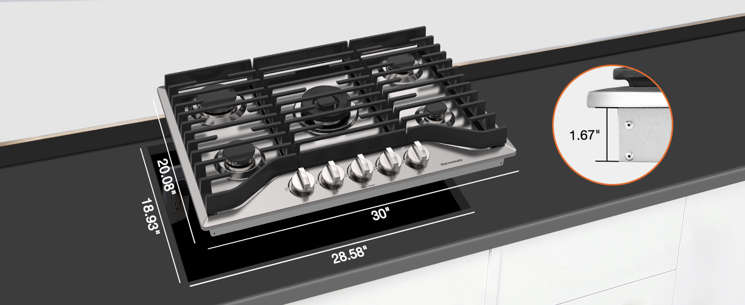 product size 12inch x 21inch, cutout size 19.65inch x 10.67inch