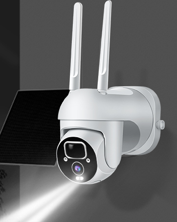 solar camera with spotlight