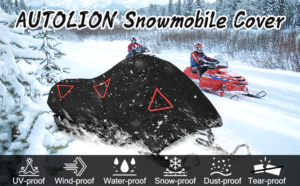 AUTOLION Trailerable Snowmobile Cover, 300D Durable Oxford Fabric Waterproof sled ski Cover with