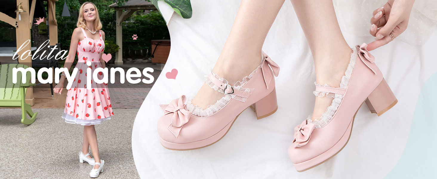 Lolita shoes for women kawaii shoes chunky heel ankle boots lolita boots.pink lolita mary janes