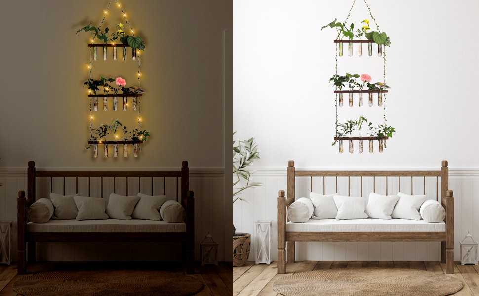 Wall Hanging Plant Propagation Station, 3 Tiered with Light