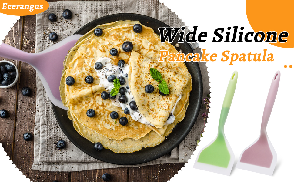 2 Pack Silicone Pancakes Spatula,Wide Pancakes Spatula