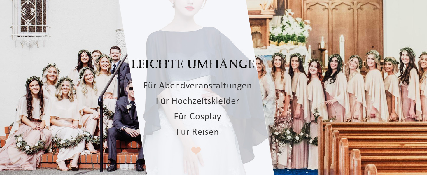 Weiche Capelets Umhänge Schals und Wickel für Kleid Chiffon