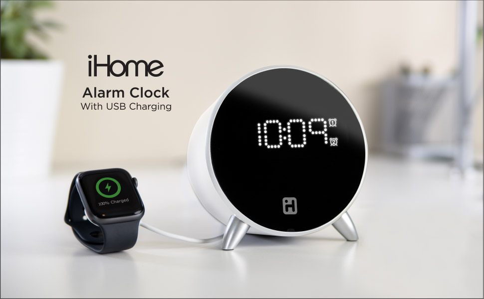 iHome Digital Alarm Clock with 5W USB Charger, Dual Alarm Clock with