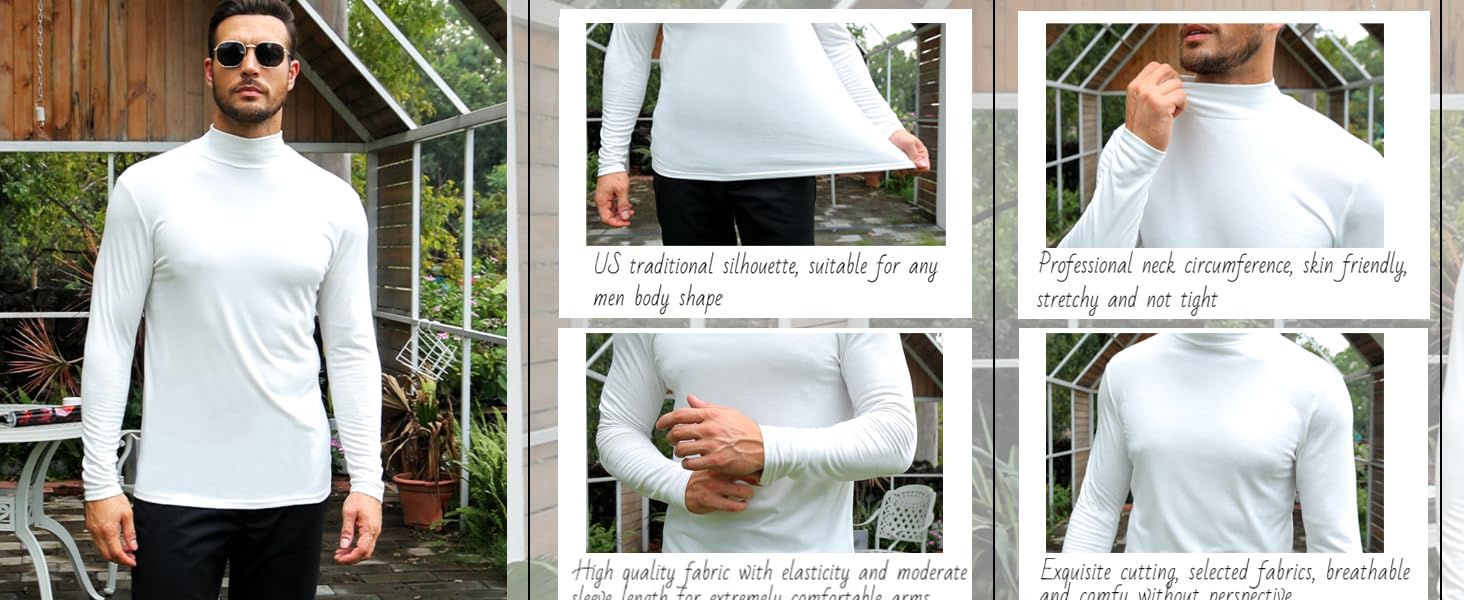 ZSJR Mens Mock Neck T Shirts Pullover High Neck Turtleneck Premium Long Sleeve Sweaters for Men