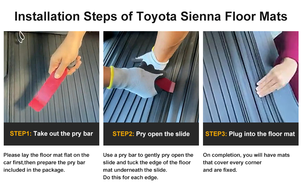 3W Floor Mats Fit Toyota Sienna 20212023 (Only for 7 Seat