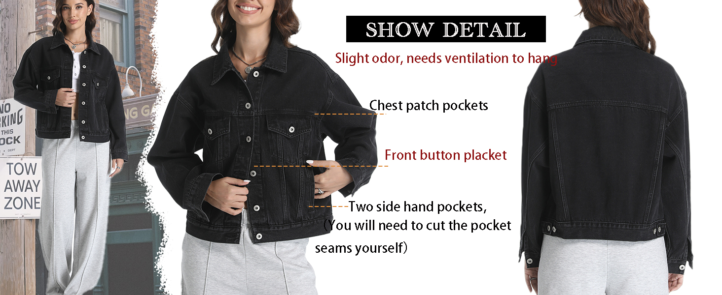 Black jean jacket Detail