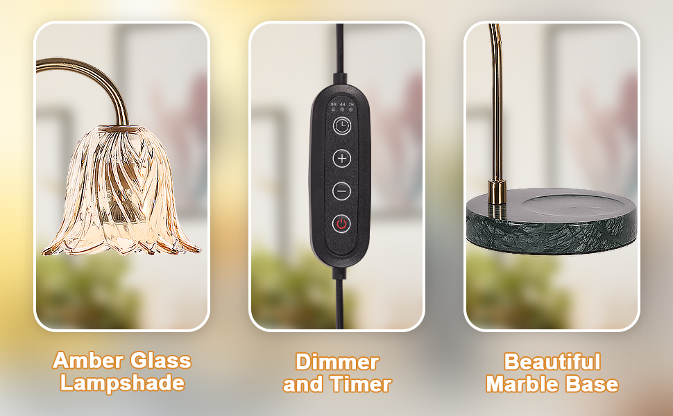 GNIYUIX Candle Warmer Lamp with Timer Dimmable Candle Lamp with 2 Bulbs for Jar