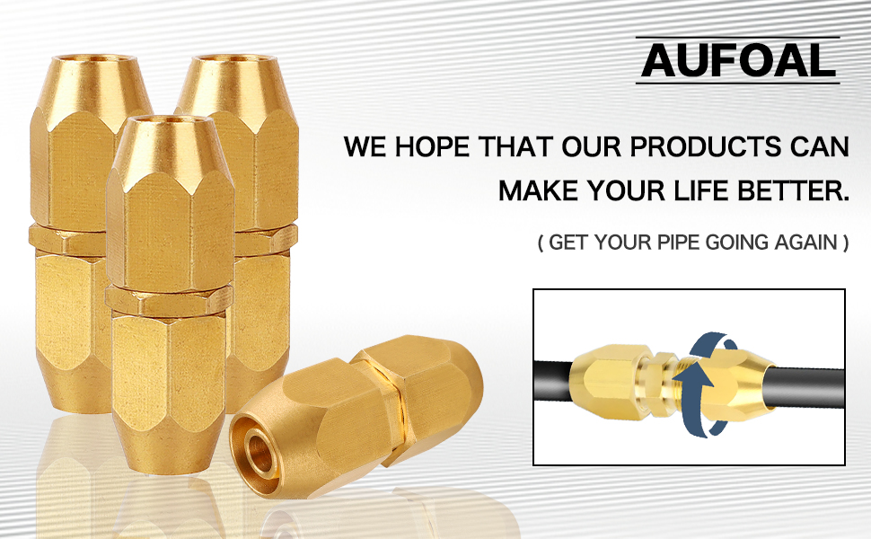 4 PCS Solid Brass Air Hose Repair Fitting for 1/4” ID PU Polyurethane Hose Air Reusable HoseEnd