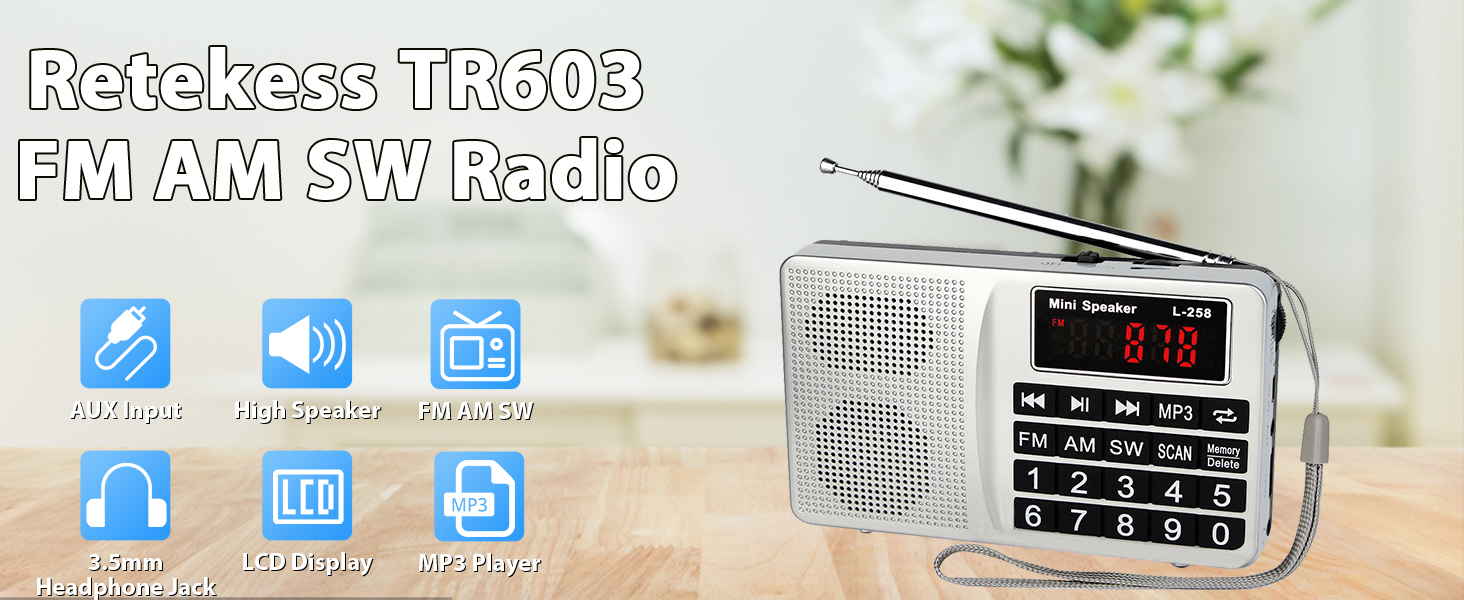 Retekess TR603 Portable Shortwave Radios, Digital Tuning