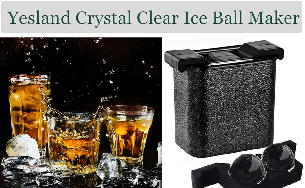 Yesland Clear Ice Ball Maker Mold Crystal Ice Maker Sphere Mold 2.4