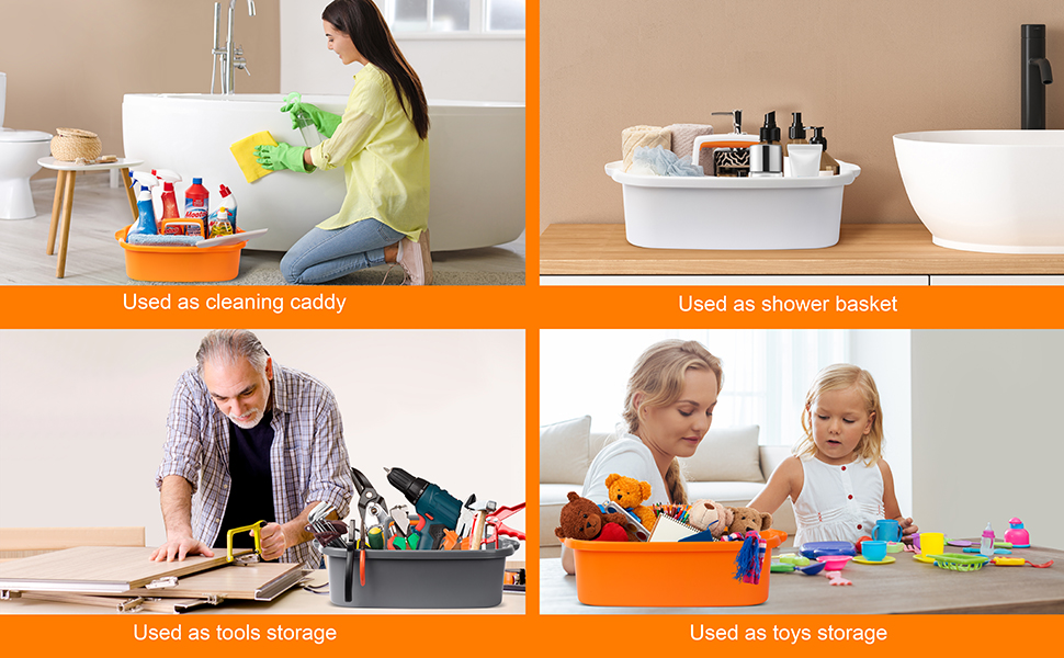 Cleaning Caddy with Handle, Plastic Cleaning Products Storage, Window