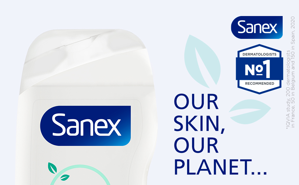 Sanex Zero Hydrating Family Shower Gel 225ml x 6, Moisturising Shower Gel, Vegan Shower Gel, 99