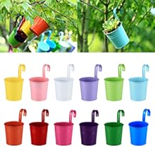 Balcony Planters Railing Hanging, Black Railing Planter Plant Pots with Drainage Holes