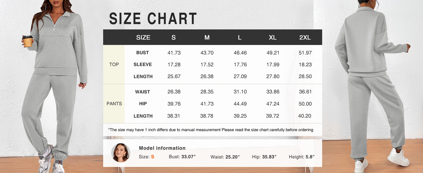 womens half zip sweatshirts with sweatpants gray lounge set for women Winter pants sets for women