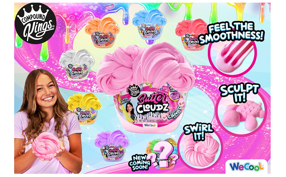 Compound Kings Fluffy Cloudz Butter Slime Bucket for Boys and Girls, Sensory Toy Non