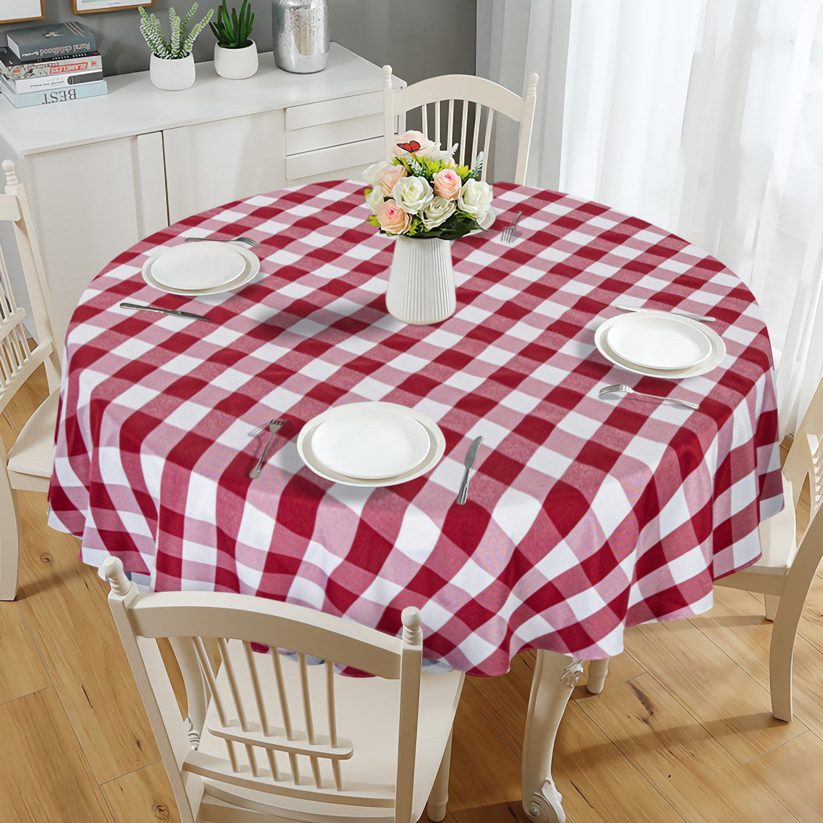 Tischdecke mit klassischem Gitterdesign