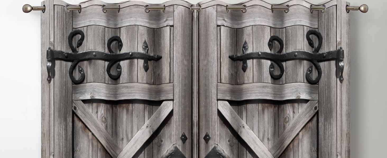 Retro Wood Door Blackout Curtains