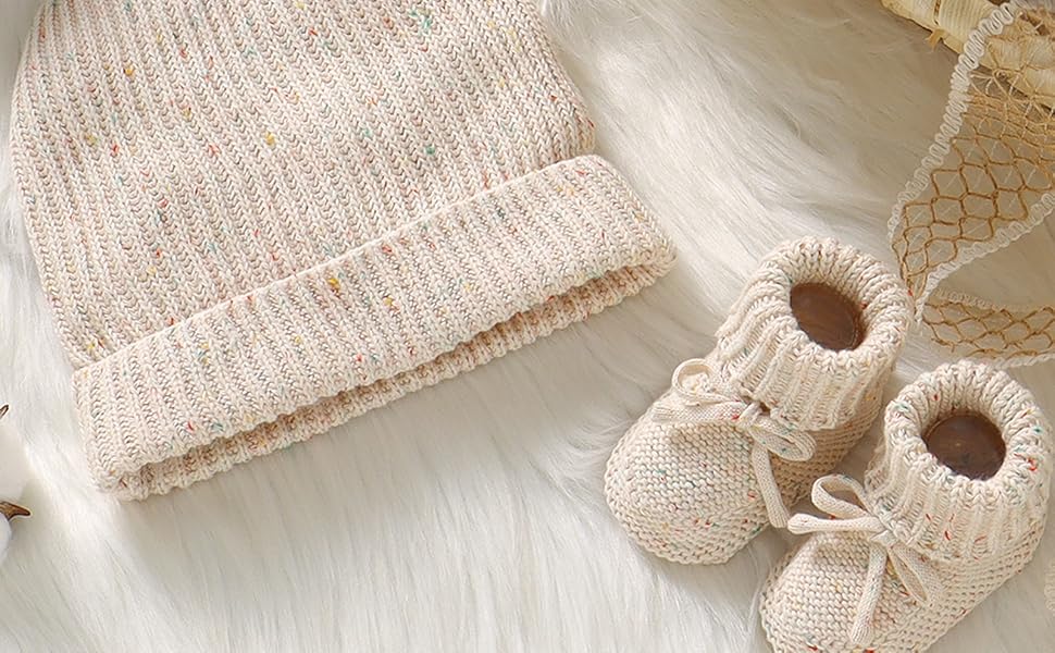 baby booties hat set