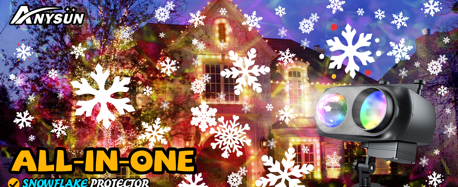 Christmas Projector Lights Outdoor Brightness Increase HD 2 in 1 Ocean Wave Snowflake Christmas 2024