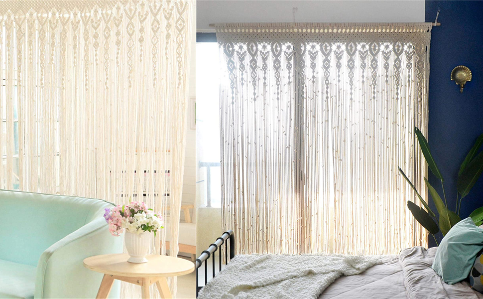 Arazzo Macrame Da Parete: Arazzo Da Parete In Cotone Tende Macramè Decorativo Tessuto Cotone Arte Moderna Boho Chic Per Casa Camera Soggiorno Festa Nozze 180x90cm 13 Arazzo macrame da parete: arazzo da parete in cotone tende macramè