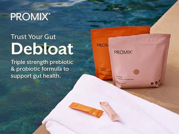 Promix Debloat powder probiotic and prebiotic for men mango drink mix gut issues electrolytes