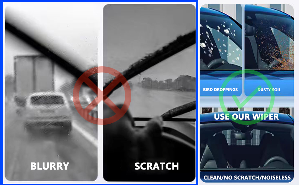 JSE Front Windshield Wiper Blades, 16″ Universal Hook Wiper