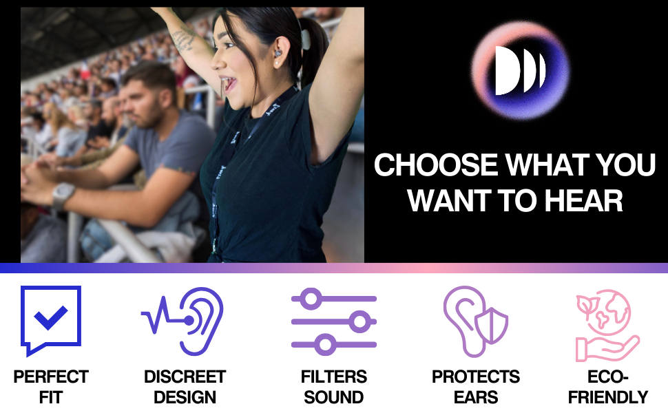 Zound High Fidelity Earplugs & Case for Concerts, Festivals